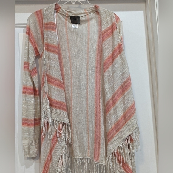 Sweet and sinful boho open fringe sweater small stripes, sz small - Picture 2 of 6